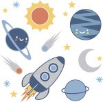 Lambs & Ivy Milky Way Space Galaxy 4-Piece Baby Nursery Crib Bedding Set - Blue/Gray - Image 7